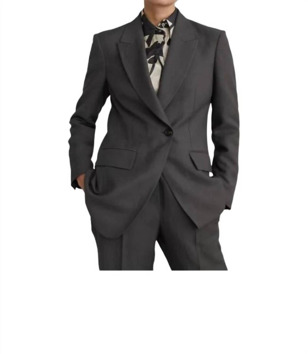 NEW BRUNELLO CUCINELLI women's flap waist blazer in charcoal